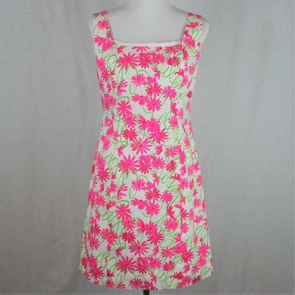 Lilly Pulitzer Dresses & Skirts - Lilly Pulitzer Pink Daisy Green Signature Shift